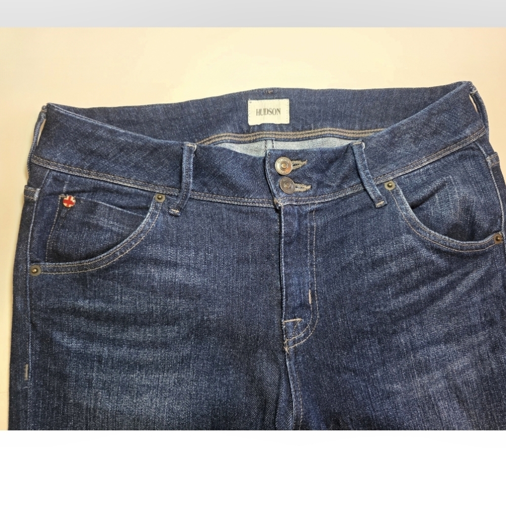 Hudson Beth Midrise Baby Boot Jeans Women's 31 Dark Wash Indigo Stretch Denim - Picture 12 of 13